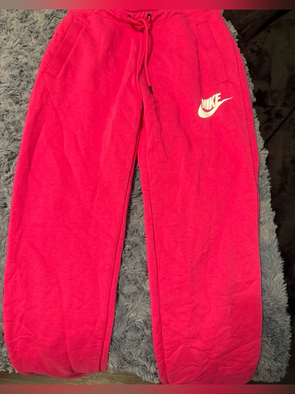 Nike Bright Pink Fleece Joggers with White Swoosh